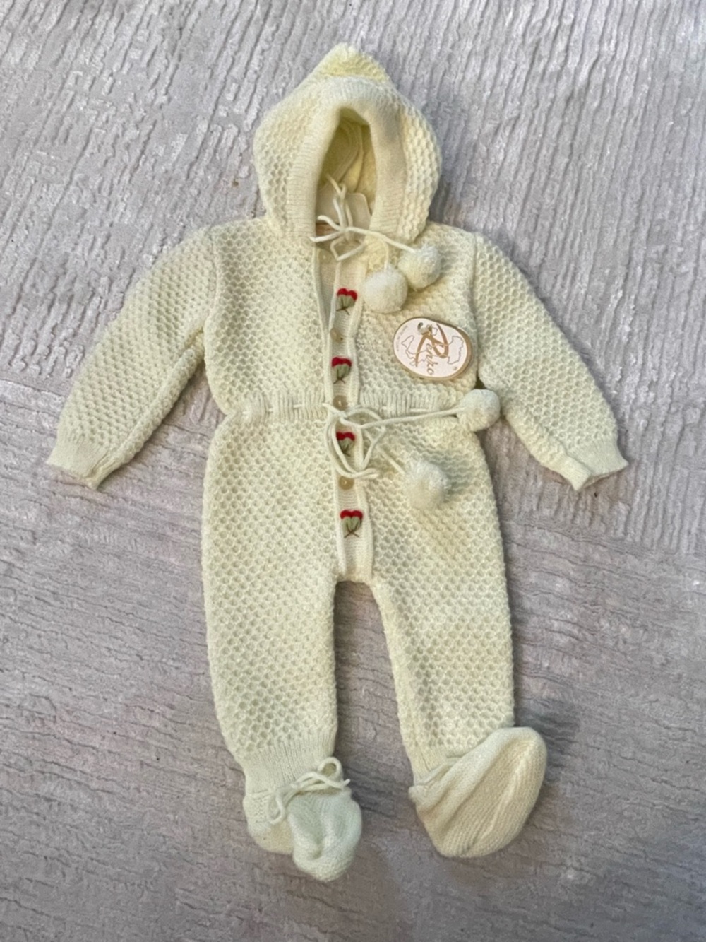 Vintage infant hooded knit romper from Renzo